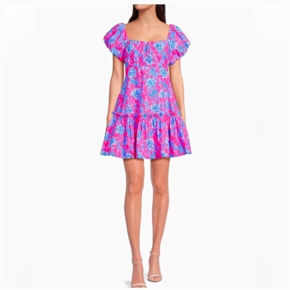 Lilly Pulitzer Nastia Floral Cotton Puff-Sleeve Minidress